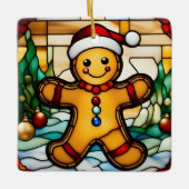 Christmas Gingerbread Man Faux Glas in lood Keramisch Ornament (Voorkant)