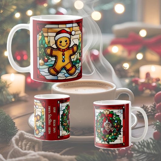 Christmas Gingerbread Man Faux Glas in lood Koffiemok