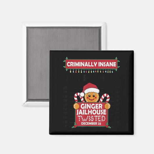 Christmas Gingerbread Man Ginger Jailhouse Crimina Magneet (Voorkant / Achterkant)