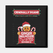Christmas Gingerbread Man Ginger Jailhouse Crimina Magneet (Voorkant)