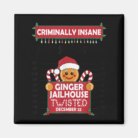 Christmas Gingerbread Man Ginger Jailhouse Crimina Magneet (Voorkant)