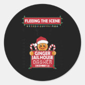 Christmas Gingerbread Man Ginger Jailhouse Fleeing Ronde Sticker (Voorkant)