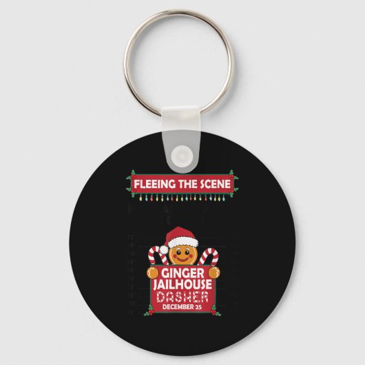 Christmas Gingerbread Man Ginger Jailhouse Fleeing Sleutelhanger (Voorkant)