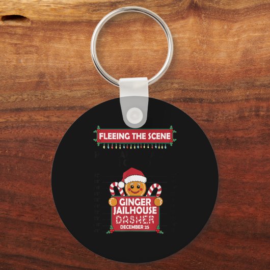Christmas Gingerbread Man Ginger Jailhouse Fleeing Sleutelhanger (Voorkant)