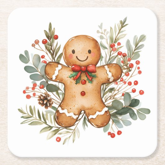 Christmas Gingerbread Man Kartonnen Onderzetters (Voorkant)
