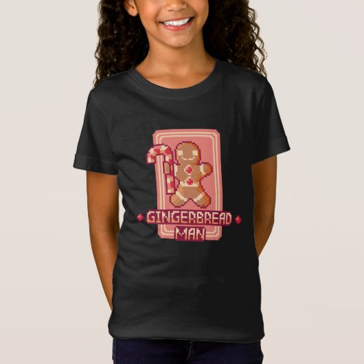 Christmas Gingerbread Man Pixel Art Design T-shirt (Voorkant)