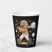Christmas Gingerbread Man Sports Player Baseball Papieren Bekers (Voorkant)