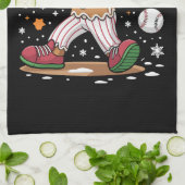 Christmas Gingerbread Man Sports Player Baseball  Theedoek (Gevouwen)