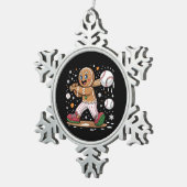 Christmas Gingerbread Man Sports Player Baseball  Tin Sneeuwvlok Ornament (Rechts)