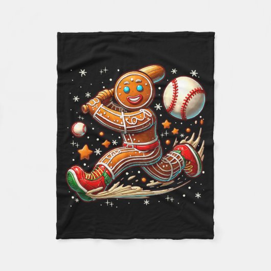 Christmas Gingerbread Man Srts Player Funny Baseba Fleece Deken (Voorkant)
