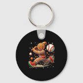Christmas Gingerbread Man Srts Player Funny Baseba Sleutelhanger (Voorkant)