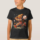 Christmas Gingerbread Man Srts Player Funny Baseba T-shirt (Voorkant)