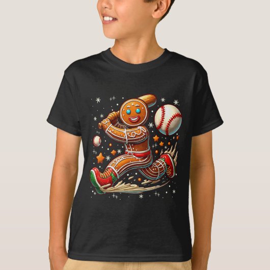 Christmas Gingerbread Man Srts Player Funny Baseba T-shirt (Voorkant)