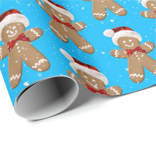 Christmas Gingerbread Men In snowflakes Cadeaupapier (Rol Hoek)
