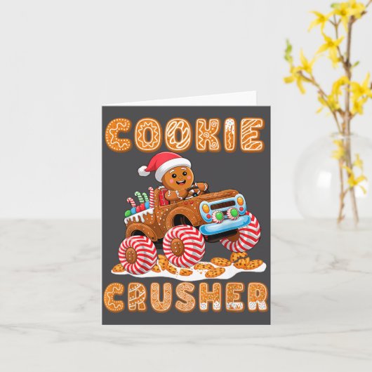 Christmas Gingerbread Pajamas Cookie Crusher Monst Kaart (Gele Bloem)