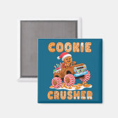Christmas Gingerbread Pajamas Cookie Crusher Monst Magneet (Voorkant / Achterkant)