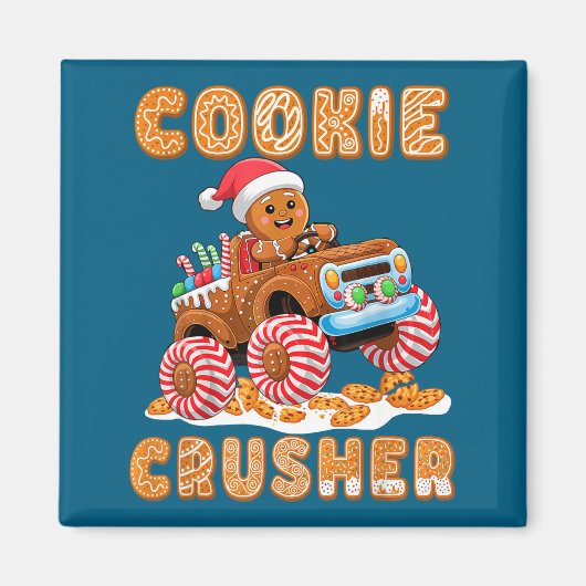 Christmas Gingerbread Pajamas Cookie Crusher Monst Magneet (Voorkant)