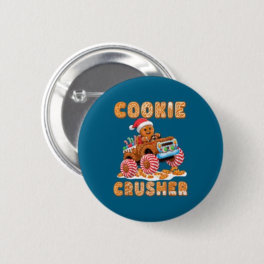 Christmas Gingerbread Pajamas Cookie Crusher Monst Ronde Button 5,7 Cm (Voorkant /achterkant)