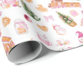Christmas Gingerbread Pink Cadeaupapier (Rol Hoek)