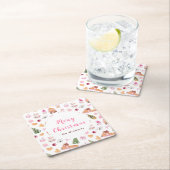 Christmas Gingerbread Pink Merry Christmas Kartonnen Onderzetters (Insitu)