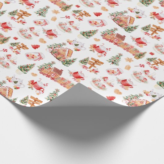 Christmas Gingerbread Red Cadeaupapier (Hoek)