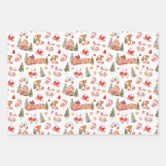 Christmas Gingerbread Red Inpakpapier Vel (Voorkant)