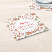 Christmas Gingerbread Red Merry Christmas Kartonnen Onderzetters (Schuin)
