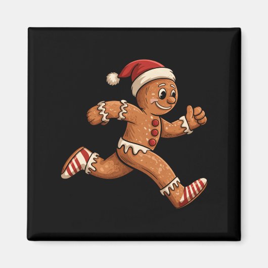Christmas Gingerbread Running Funny Runners Pajama Magneet (Voorkant)