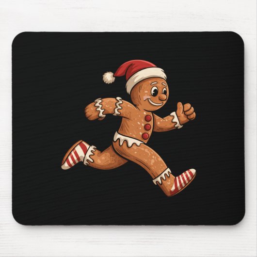 Christmas Gingerbread Running Funny Runners Pajama Muismat (Voorkant)