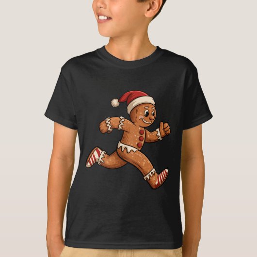 Christmas Gingerbread Running Funny Runners Pajama T-shirt (Voorkant)