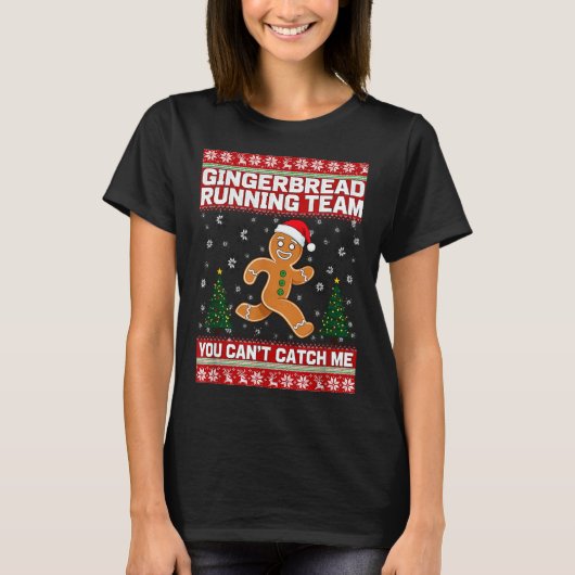 Christmas Gingerbread Running Team Funny Xmas Tee  T-shirt (Voorkant)