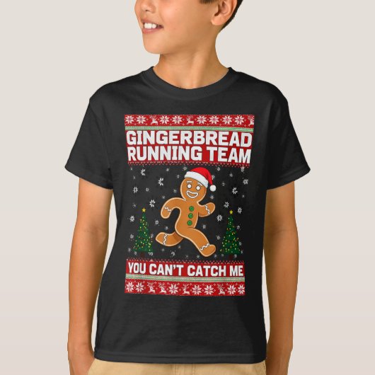 Christmas Gingerbread Running Team Funny Xmas Tee  T-shirt (Voorkant)