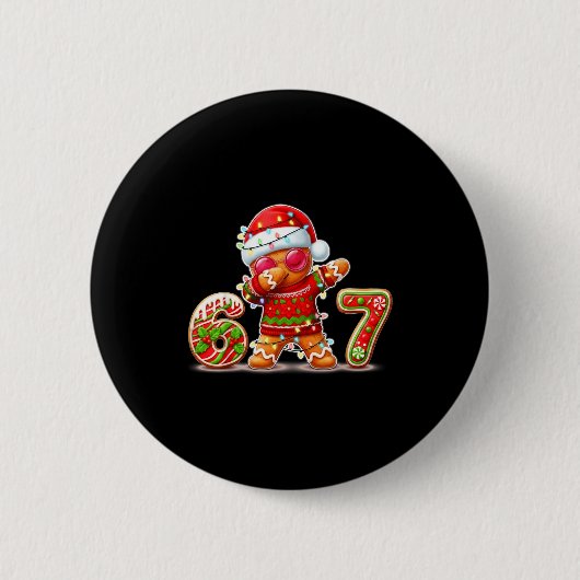 Christmas Gingerbread Six Seven 67 Ice Cream Drip  Ronde Button 5,7 Cm (Voorkant)