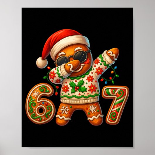 Christmas Gingerbread Six Seven 67 Meme Xmas Slang Poster (Voorkant)