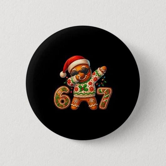 Christmas Gingerbread Six Seven 67 Meme Xmas Slang Ronde Button 5,7 Cm (Voorkant)