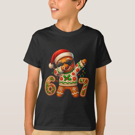 Christmas Gingerbread Six Seven 67 Meme Xmas Slang T-shirt (Voorkant)