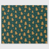 Christmas Gingerbread Trees Wrapping Paper Cadeaupapier (Vlak)
