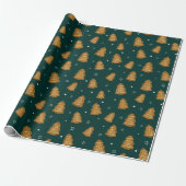Christmas Gingerbread Trees Wrapping Paper Cadeaupapier (Uitgerold)