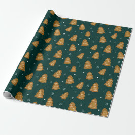Christmas Gingerbread Trees Wrapping Paper Cadeaupapier