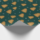 Christmas Gingerbread Trees Wrapping Paper Cadeaupapier (Hoek)