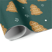 Christmas Gingerbread Trees Wrapping Paper Cadeaupapier (Rol Hoek)