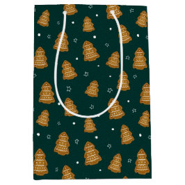 Christmas Gingerbread Trees Wrapping Paper Medium Cadeauzakje