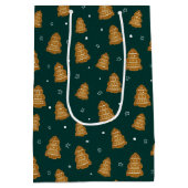 Christmas Gingerbread Trees Wrapping Paper Medium Cadeauzakje (Achterkant)