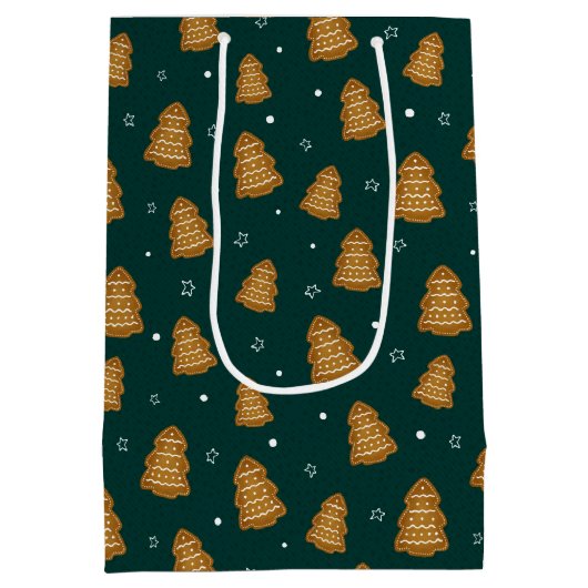Christmas Gingerbread Trees Wrapping Paper Medium Cadeauzakje (Achterkant)