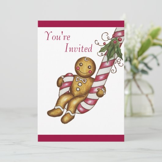 Christmas Gingerbread Uitnodiging (Staand voorkant)