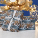 Christmas Gingerbread Village Cadeaupapier<br><div class="desc">Sneeuw zachtjes herfsten op een charmante dorpsstraat omzoomd met peperkoekhuizen versierd met snoepstokken en feestelijke lichten</div>