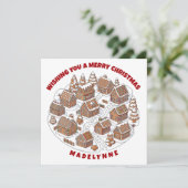 Christmas Gingerbread Village With Coloring Page Feestdagenkaart (Staand voorkant)