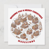 Christmas Gingerbread Village With Coloring Page Feestdagenkaart (Voorkant)