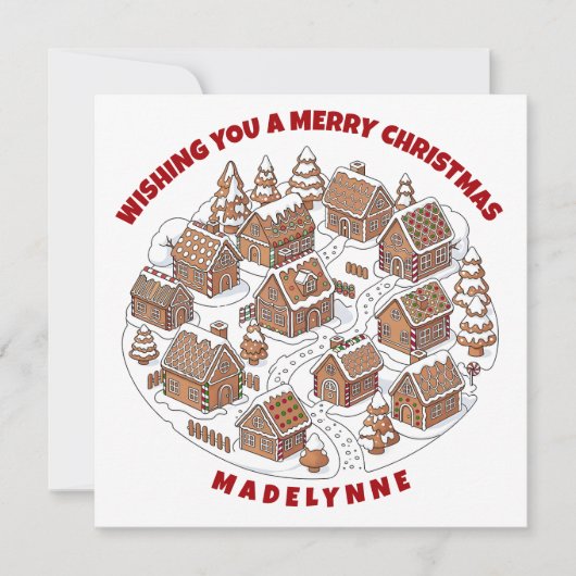 Christmas Gingerbread Village With Coloring Page Feestdagenkaart (Voorkant)