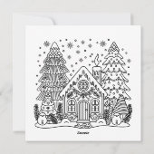 Christmas Gingerbread Village With Coloring Page Feestdagenkaart (Achterkant)